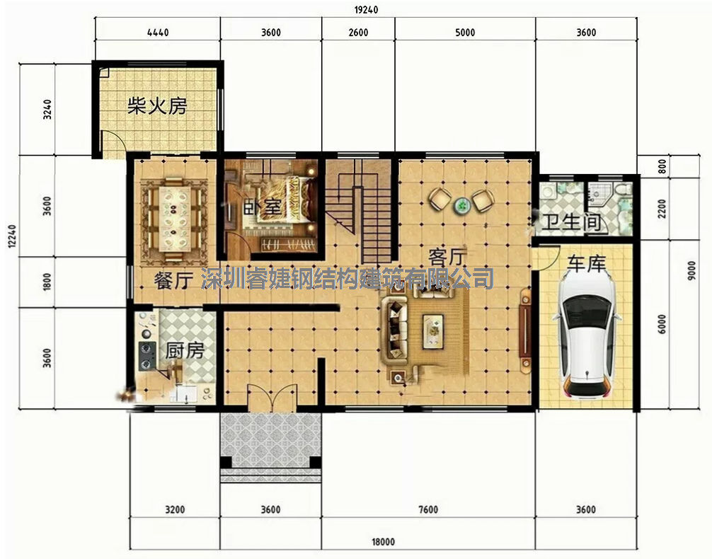 推薦一套:帶柴火房和車(chē)庫(kù)的鋼結(jié)構(gòu)別墅,美觀又實(shí)用(圖2) 推薦一套:帶柴火房和車(chē)庫(kù)的鋼結(jié)構(gòu)別墅,美觀又實(shí)用(圖2)